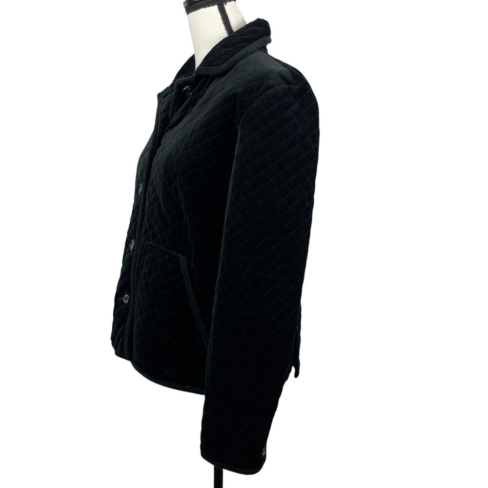 Chaps Women's Quilted Jacket Large Black Diamond‑Quilt Button Front Coat - Picture 5 of 12